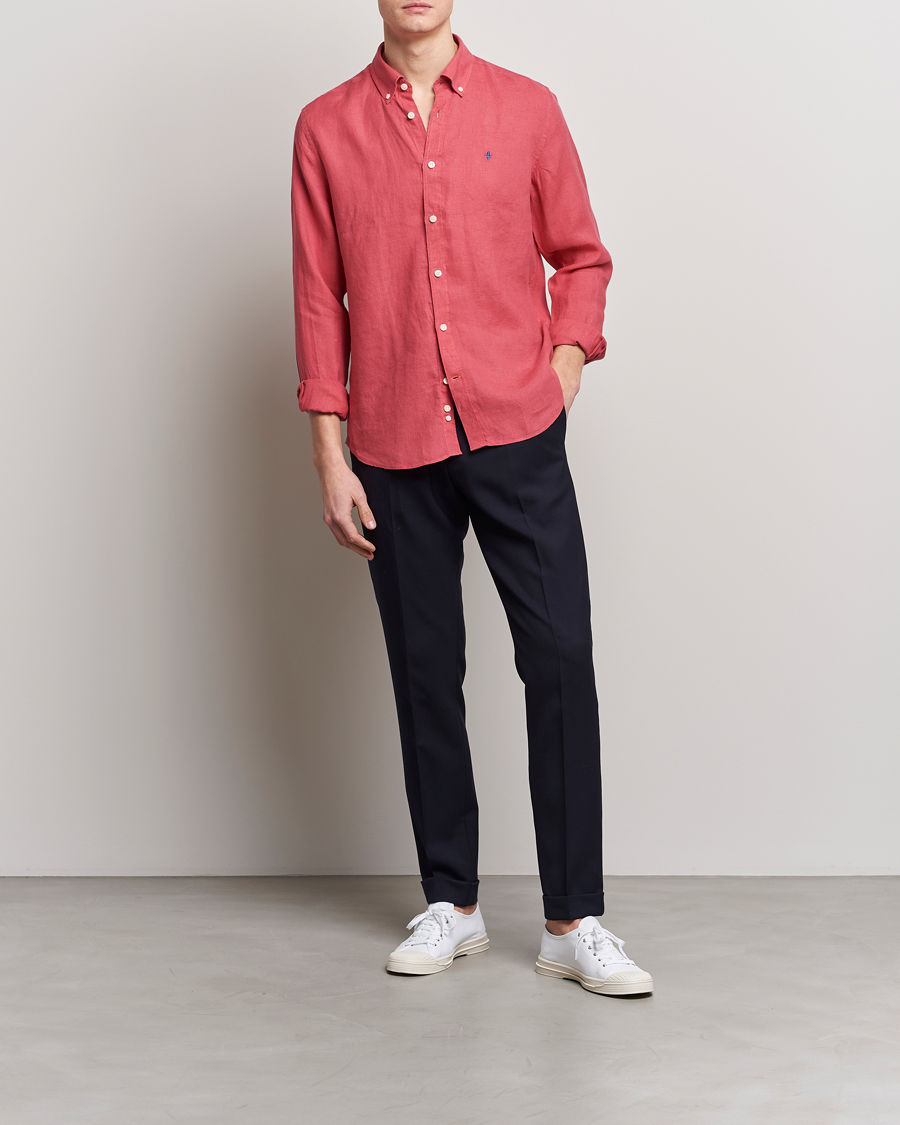 Herren | Hemden | Morris | Douglas Linen Button Down Shirt Red