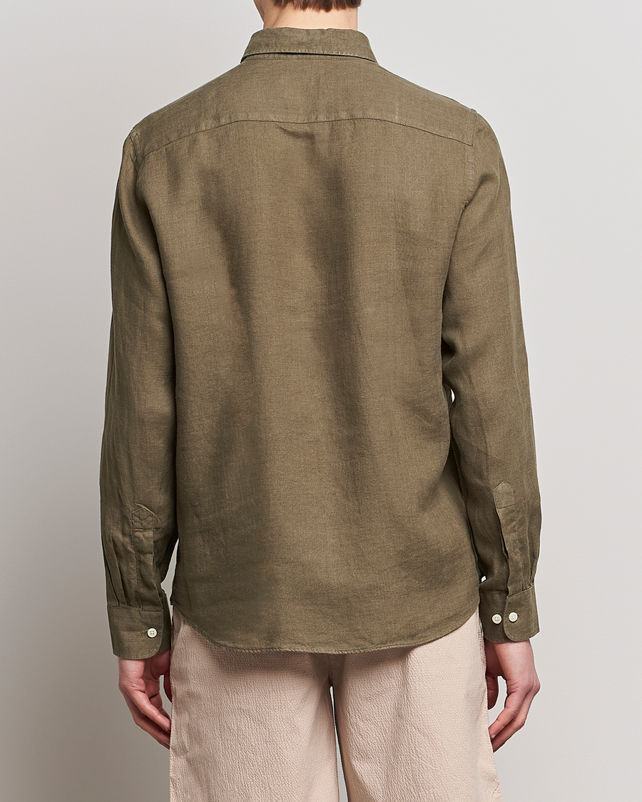 Herren | Hemden | Morris | Douglas Linen Button Down Shirt Dark Green