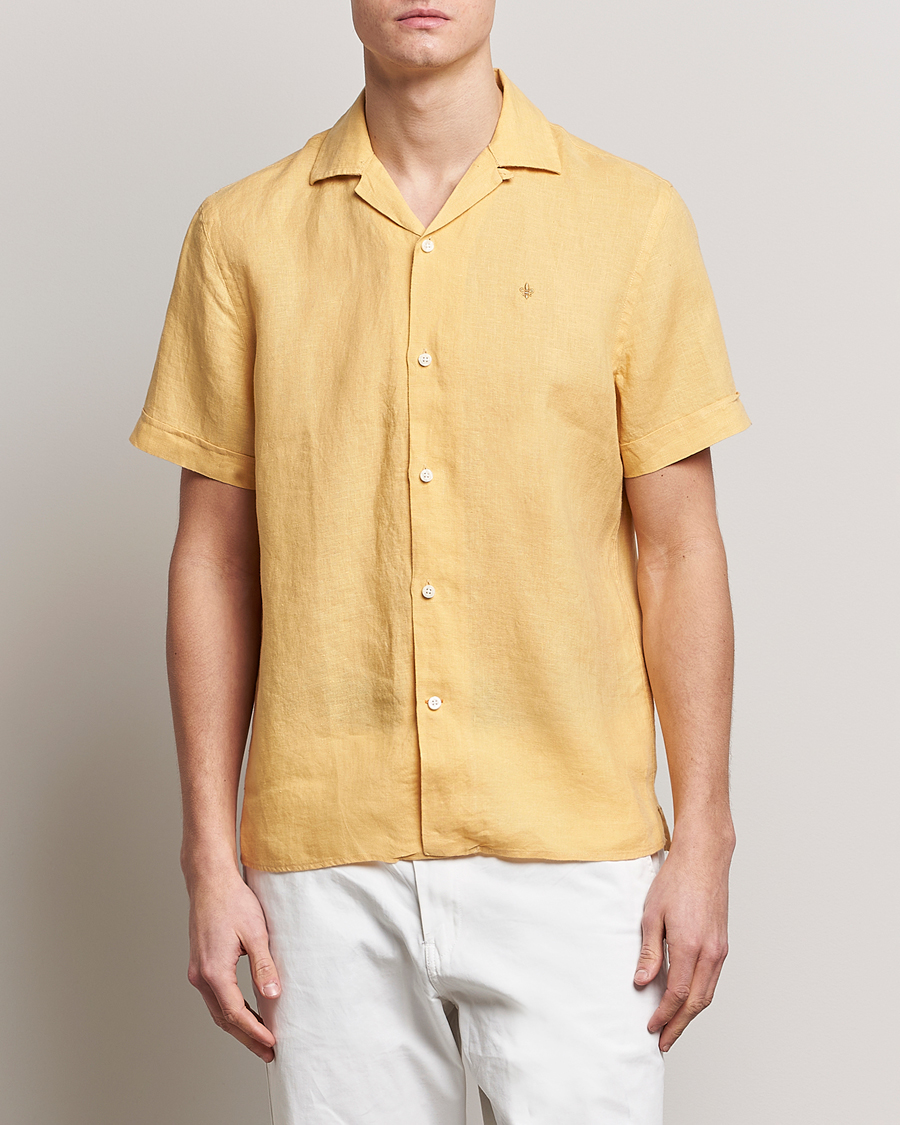 Herren |  | Morris | Douglas Linen Short Sleeve Shirt Yellow