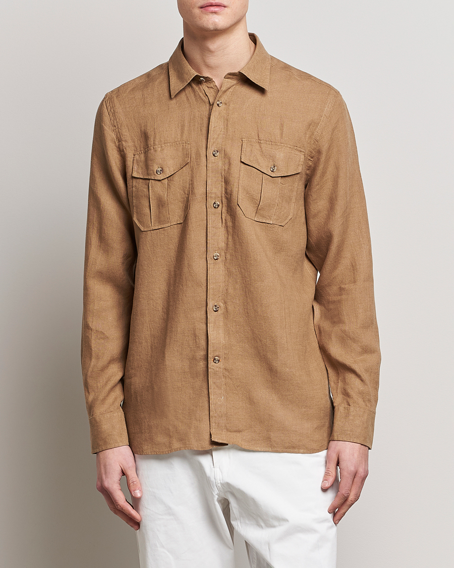 Herren |  | Morris | Safari Linen Shirt Khaki Brown