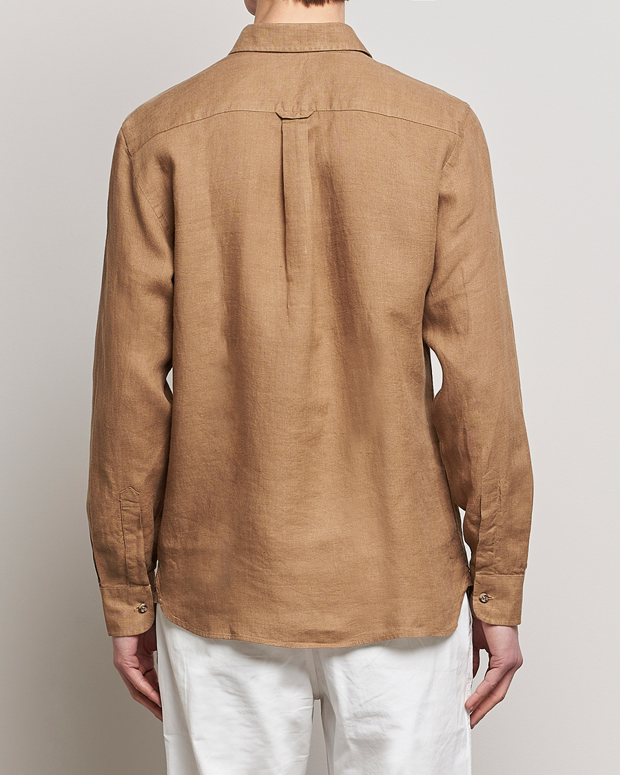 Herren | Hemden | Morris | Safari Linen Shirt Khaki Brown