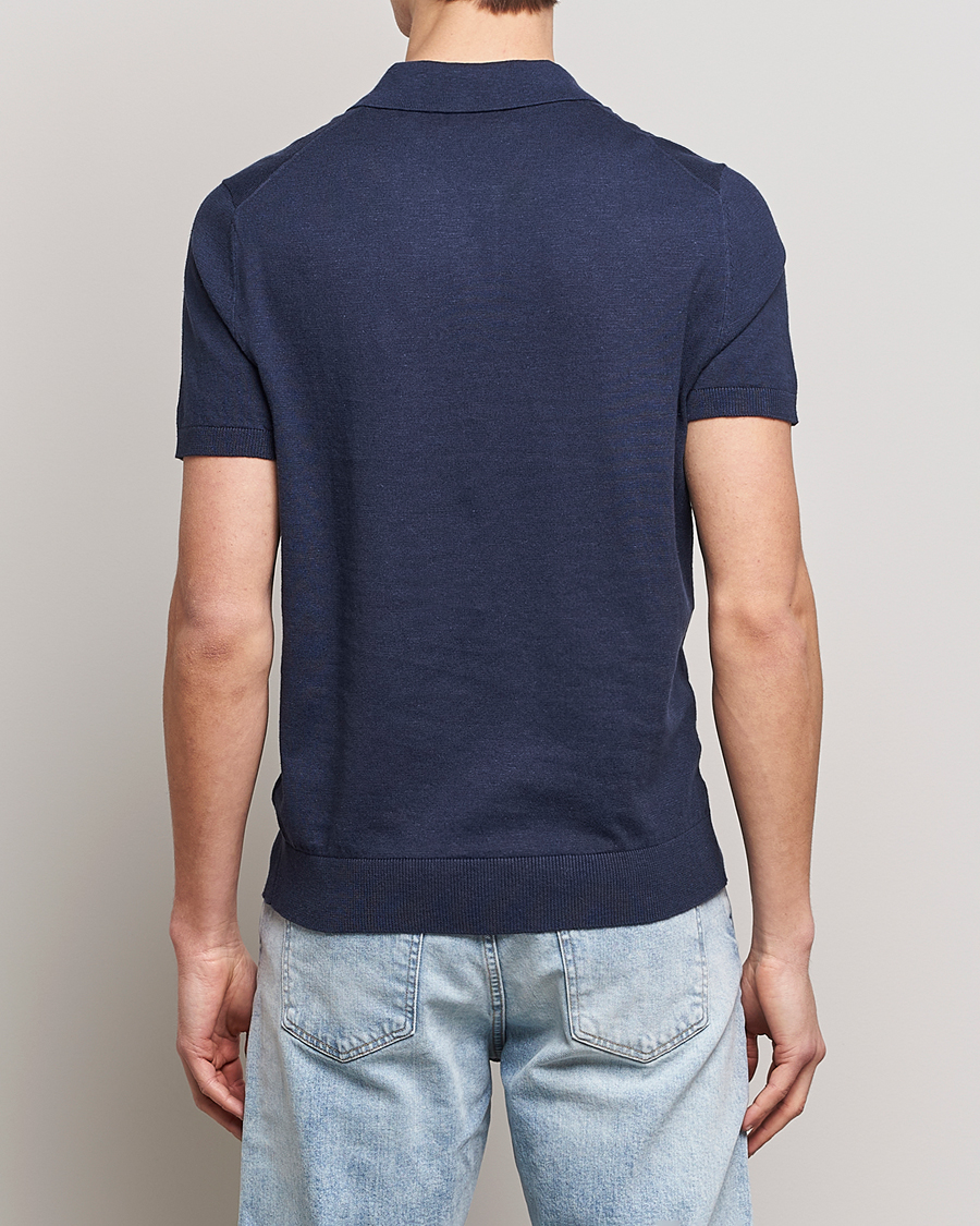 Herren | Poloshirts | Morris | Harold Cotton/Linen Summer Polo Navy