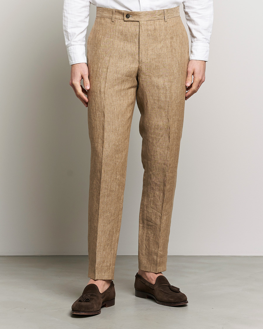 Herren | Leinenhosen | Morris | Bobby Linen Suit Trousers Khaki