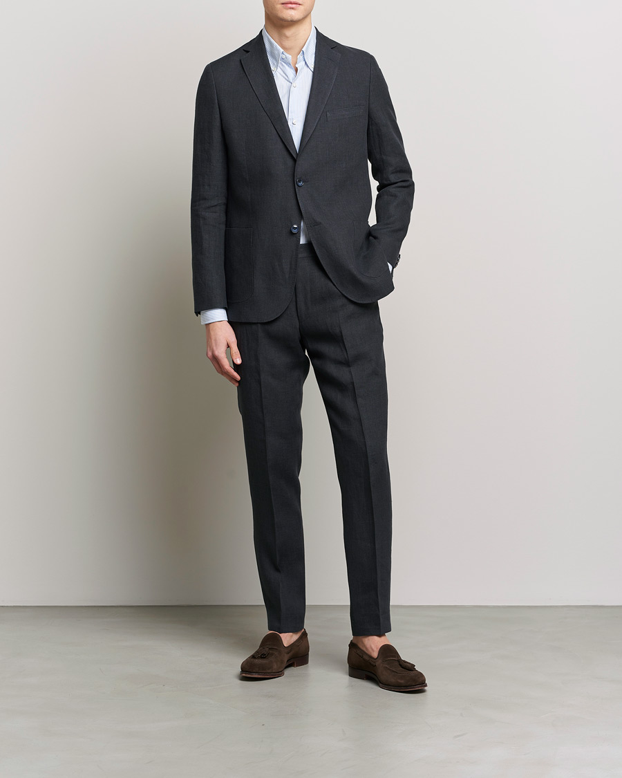 Herren | Hosen | Morris | Bobby Linen Suit Trousers Navy