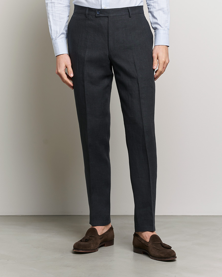 Herren | Leinenhosen | Morris | Bobby Linen Suit Trousers Navy