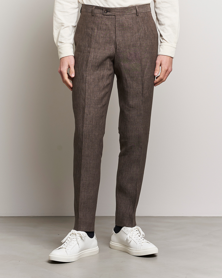 Herren | Leinenhosen | Morris | Bobby Linen Suit Trousers Brown