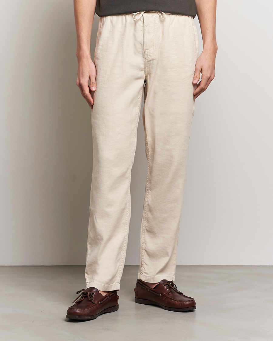 Herren |  | Morris | Fenix Linen Drawstring Trousers Beige