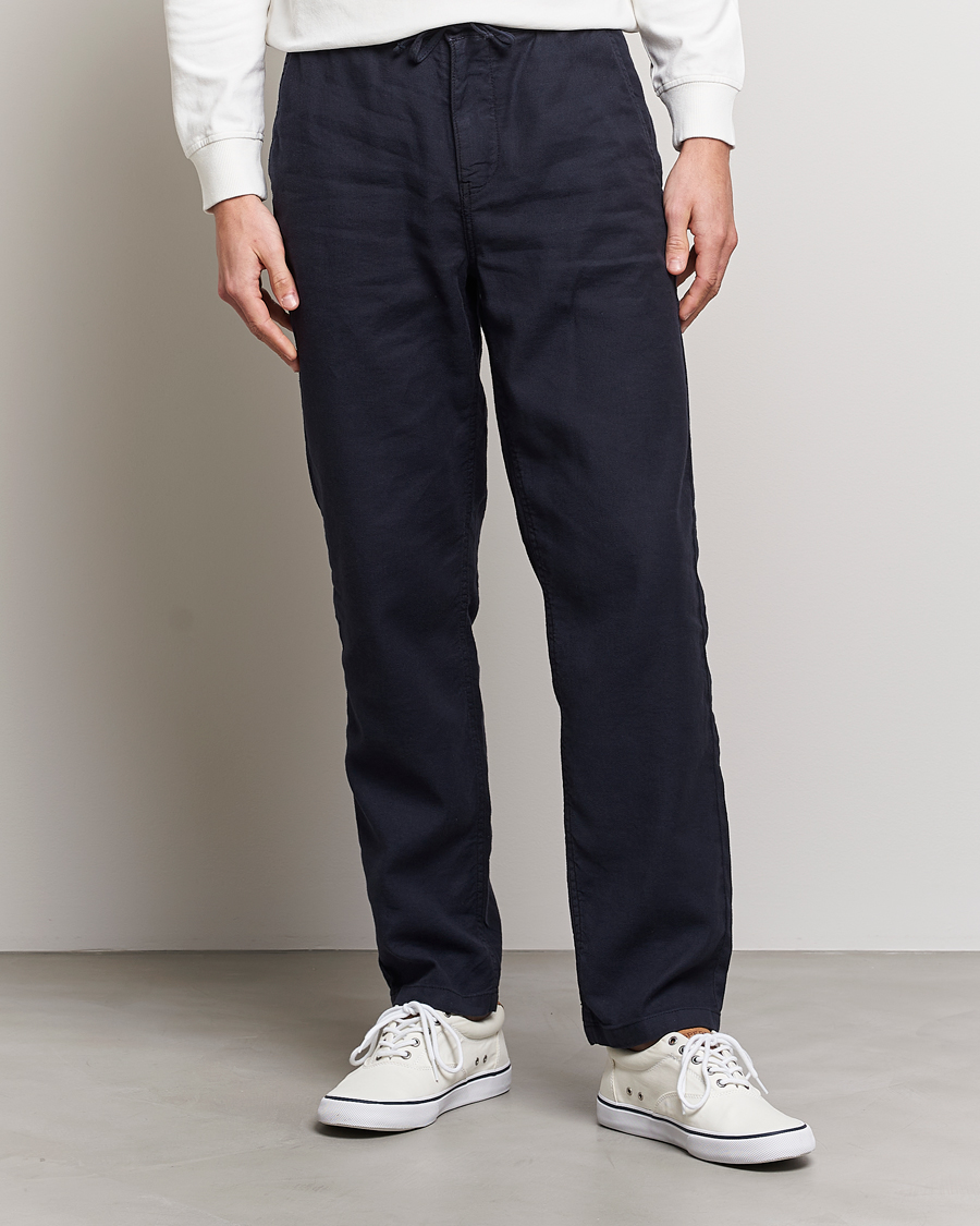 Herren | Hosen | Morris | Fenix Linen Drawstring Trousers Navy
