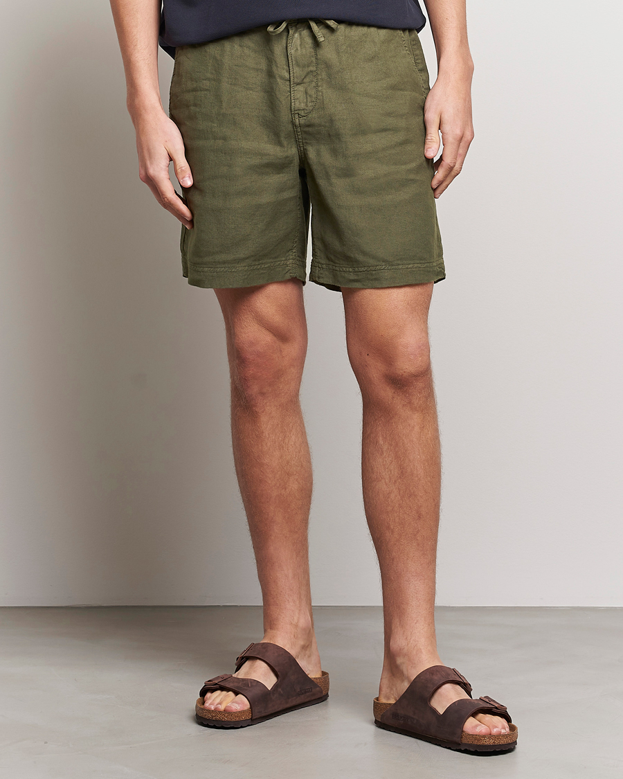 Herren |  | Morris | Fenix Linen Drawstring Shorts Olive