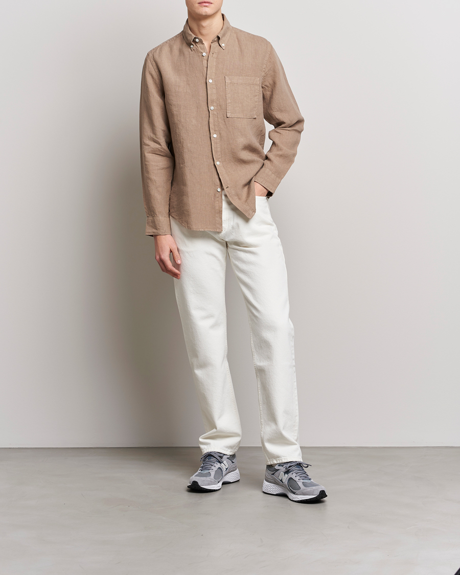Herren | Hemden | NN07 | Arne Linen Shirt Greige