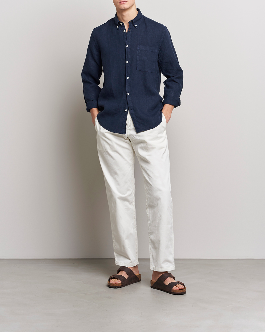 Herren | Hemden | NN07 | Arne Linen Shirt Navy Blue