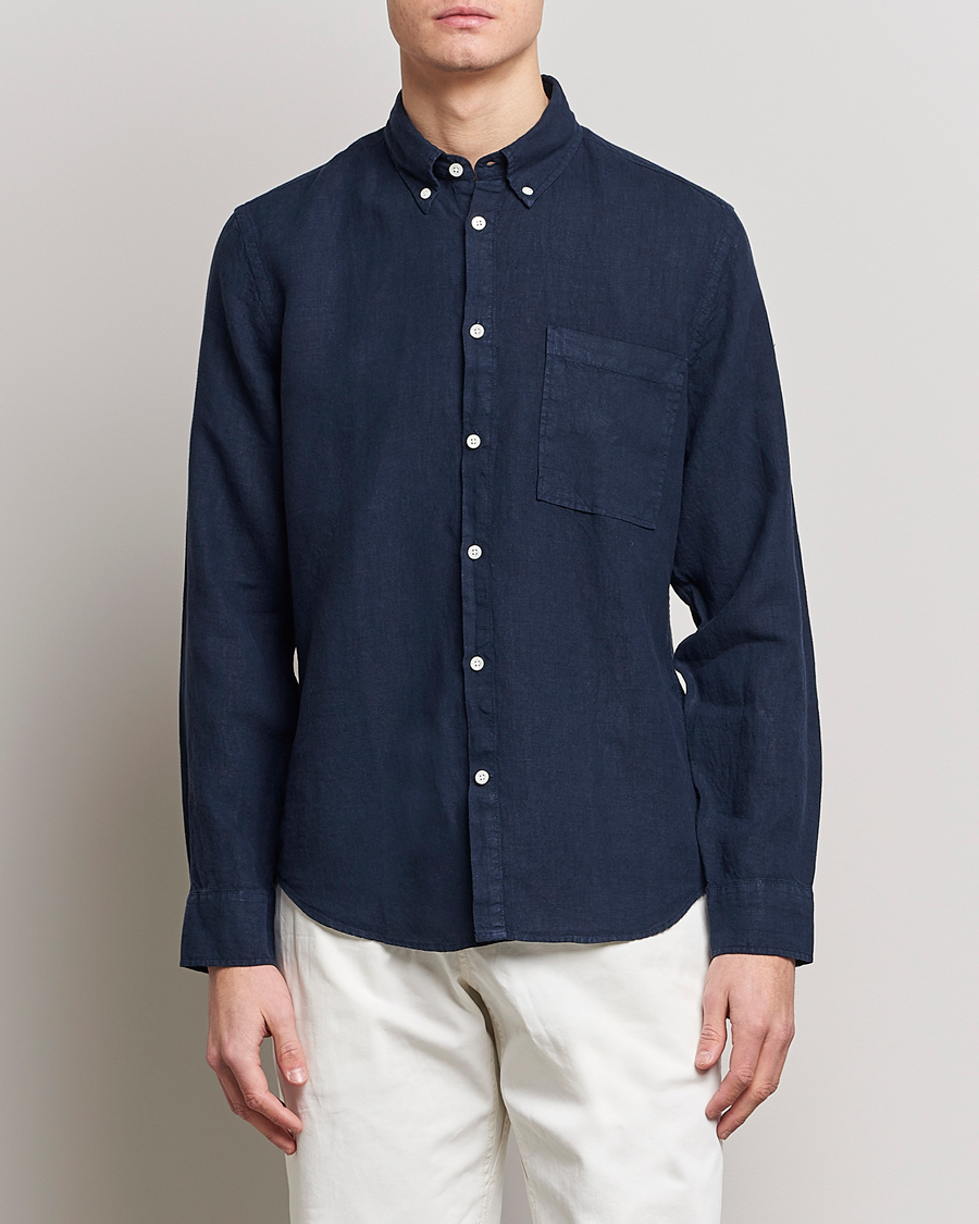 Herr |  | NN07 | Arne Linen Shirt Navy Blue