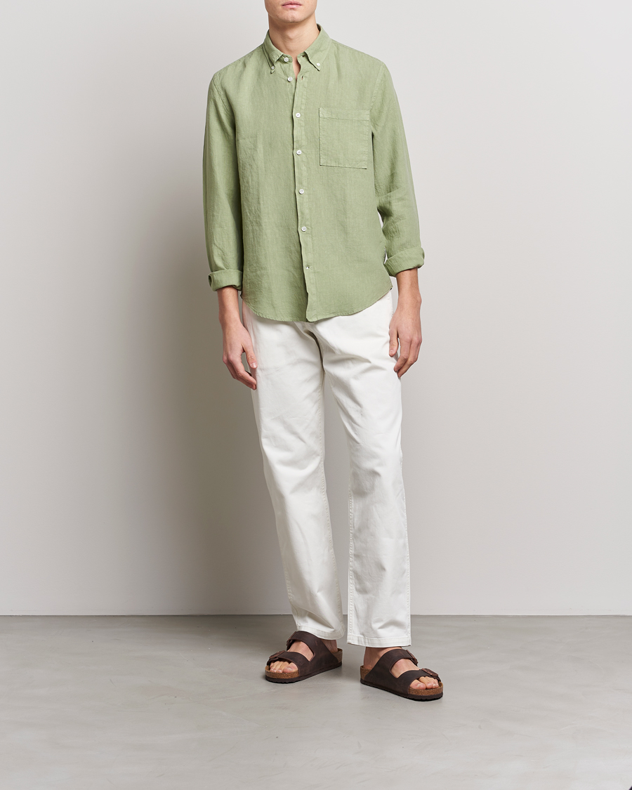 Herren | Hemden | NN07 | Arne Linen Shirt Pale Green
