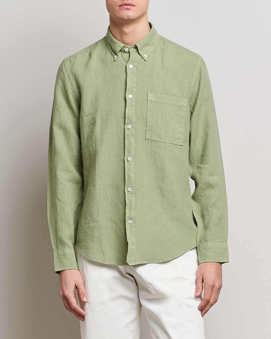 Herren | Hemden | NN07 | Arne Linen Shirt Pale Green