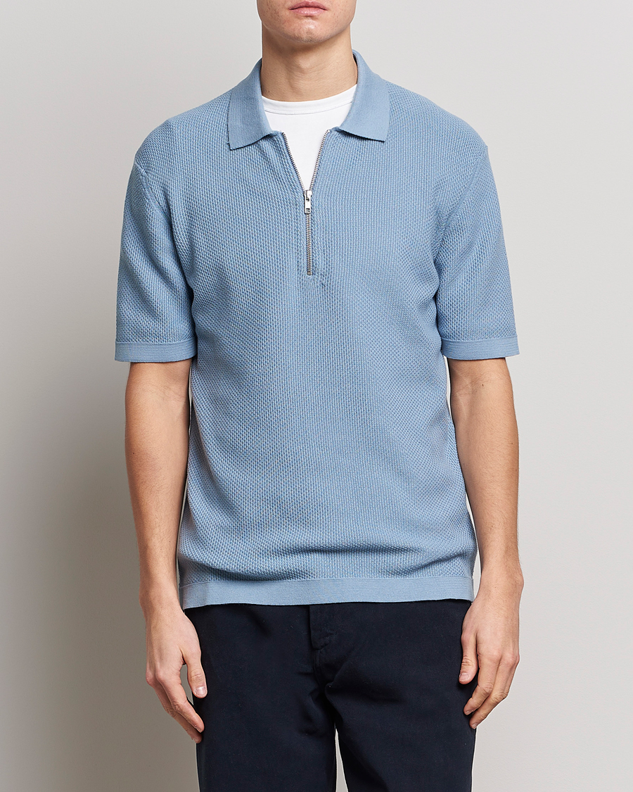 Herren |  | NN07 | Hansie Structured Zip Polo Ashley Blue