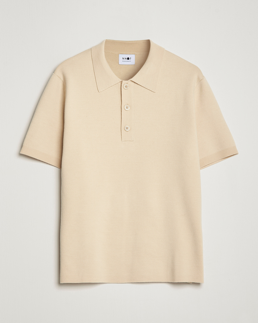 Herren | Poloshirts | NN07 | Harald Knitted Polo Ecru
