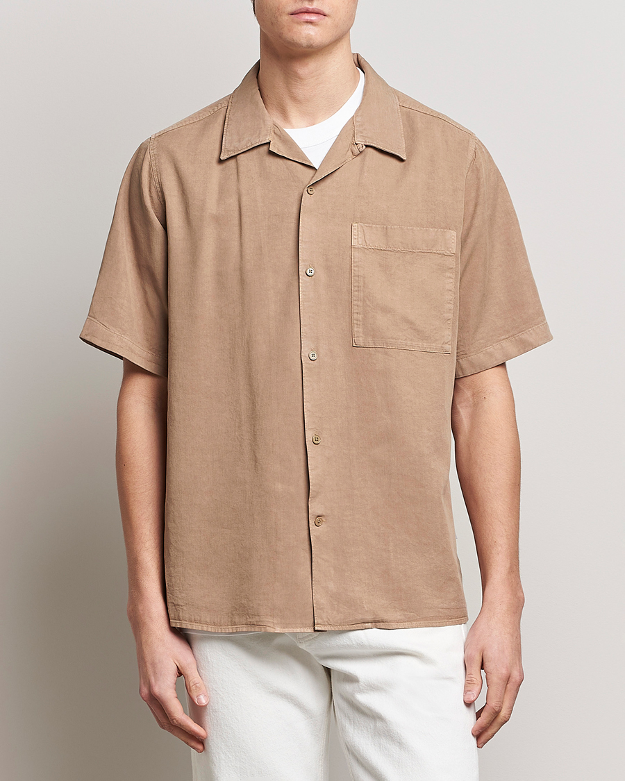 Herren | Kurzarmhemden | NN07 | Julio Tencel Resort Collar Shirt Greige