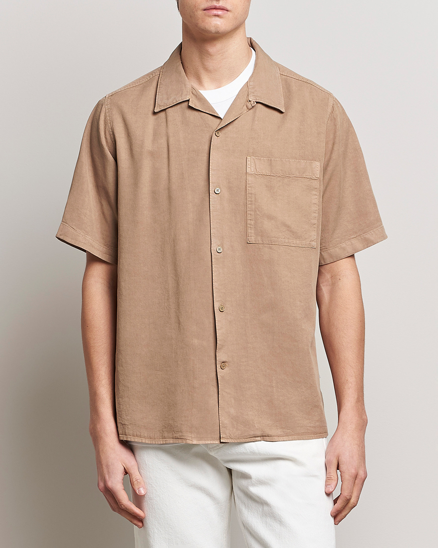 Herren |  | NN07 | Julio Tencel Resort Collar Shirt Greige