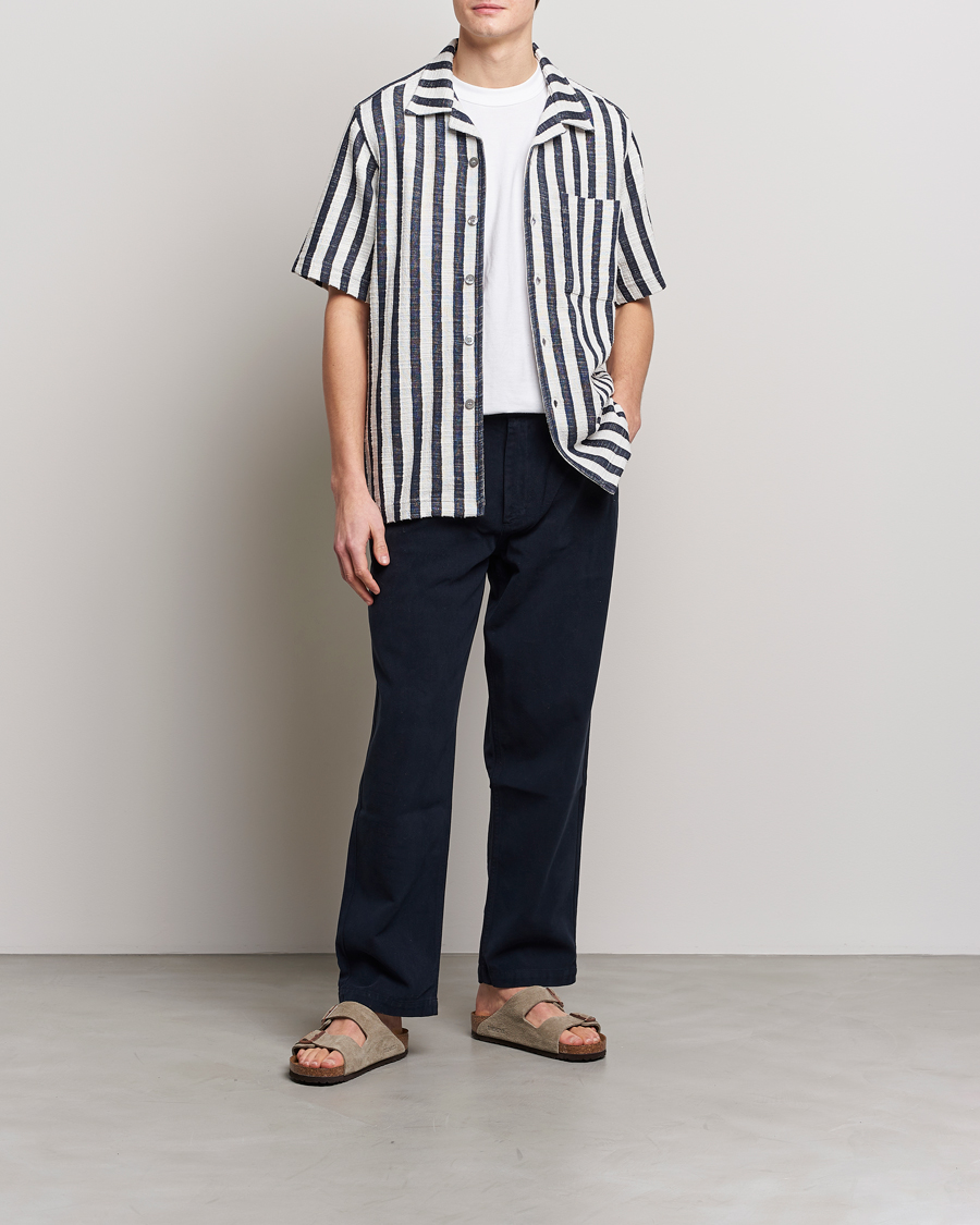 Herren | Hemden | NN07 | Julio Striped Short Sleeve Shirt Navy/White