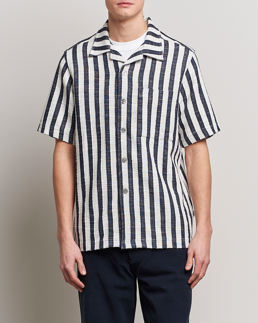 Herren | Treue-Rabatt für Stammkunden | NN07 | Julio Striped Short Sleeve Shirt Navy/White