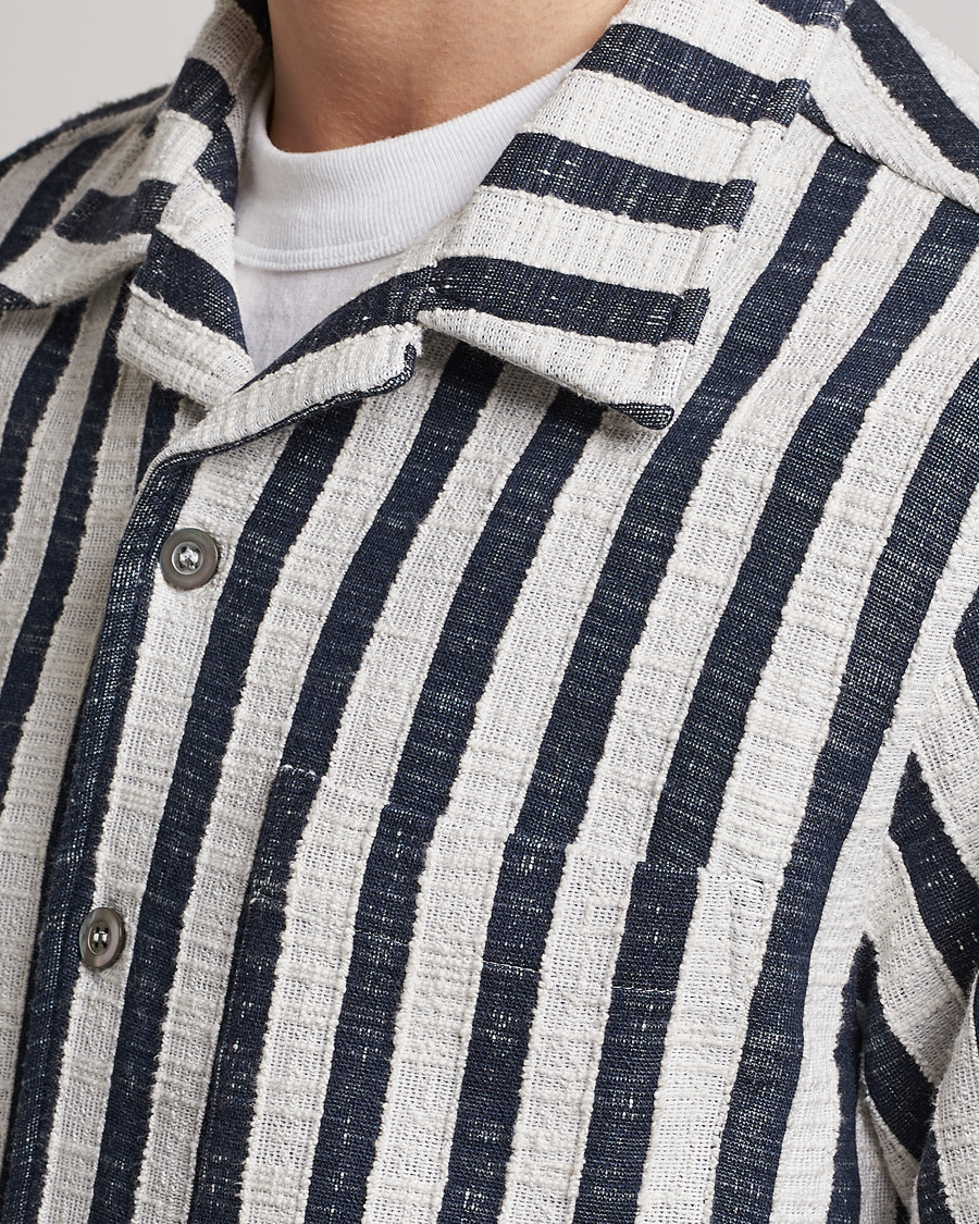 Herren | Hemden | NN07 | Julio Striped Short Sleeve Shirt Navy/White