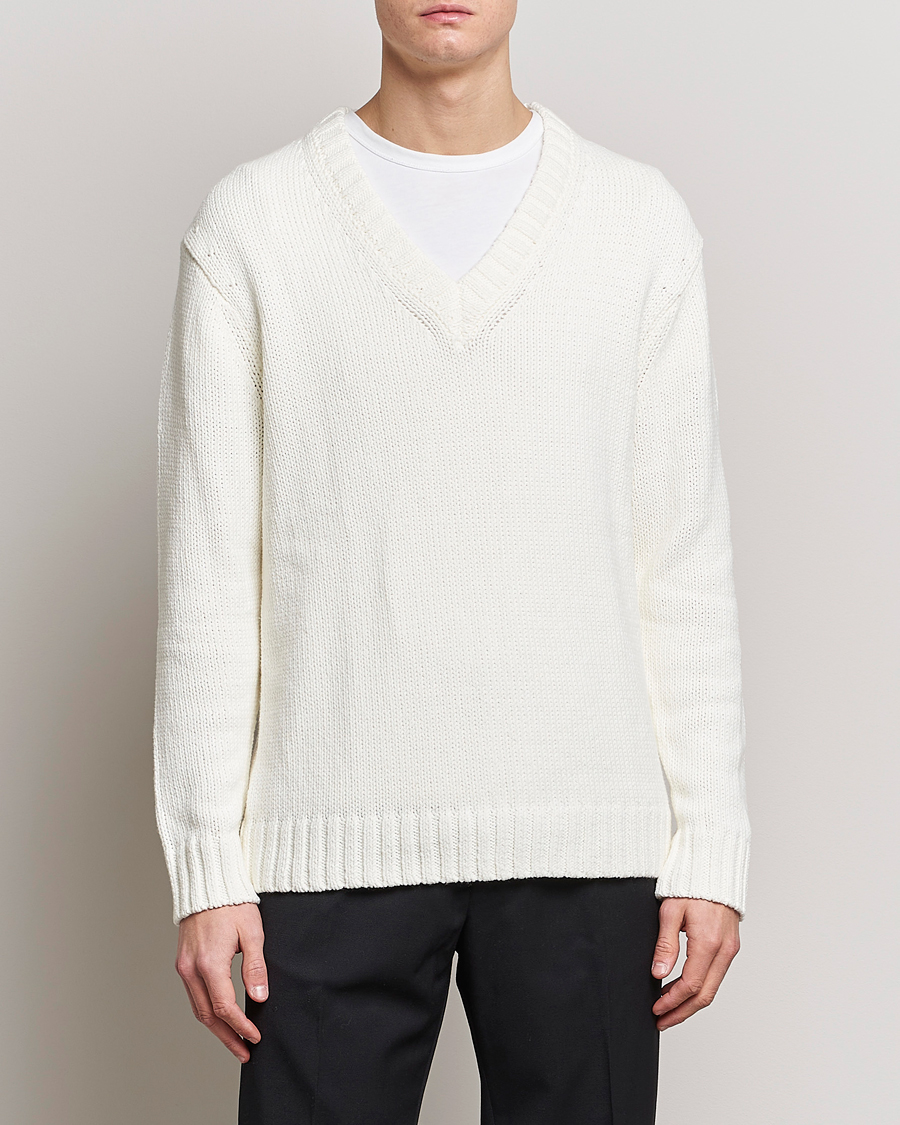 Herren | Strickpullover | NN07 | Jasper Knitted V-Neck Sweater Ecru