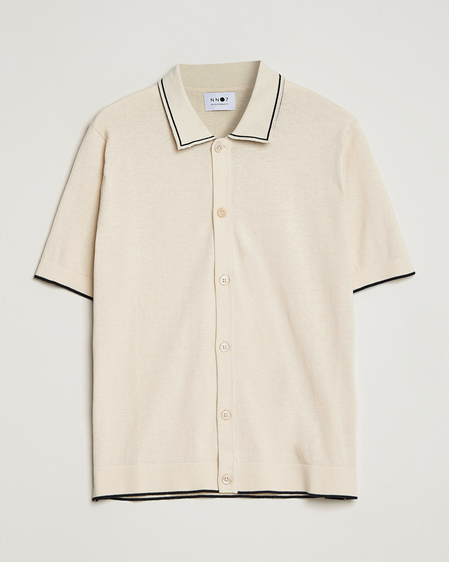 Herren | Hemden | NN07 | Nolan Knitted Short Sleeve Shirt Ecru