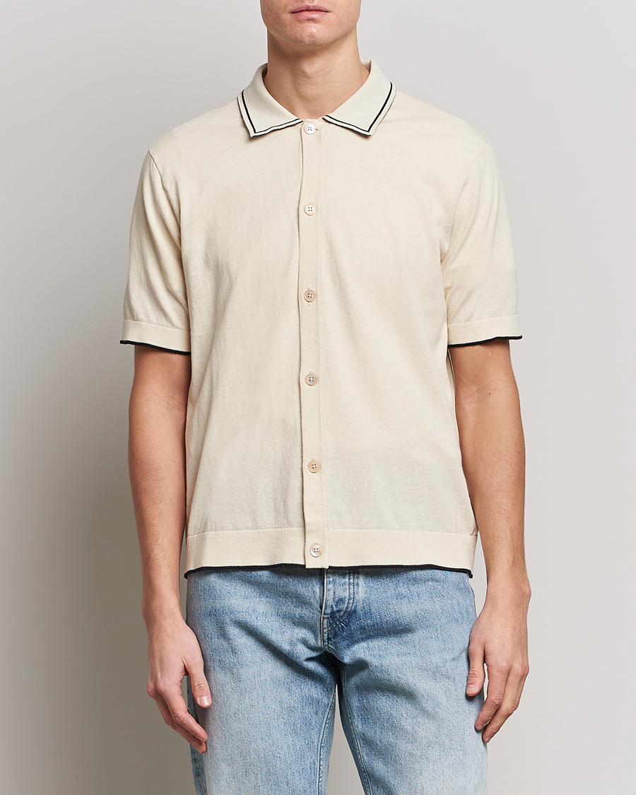 Herren | Kurzarmhemden | NN07 | Nolan Knitted Short Sleeve Shirt Ecru