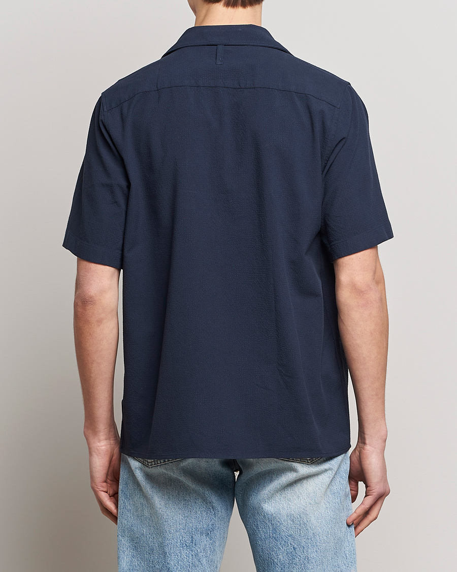 Herren | Hemden | NN07 | Julio Seersucker Short Sleeve Shirt Navy Blue