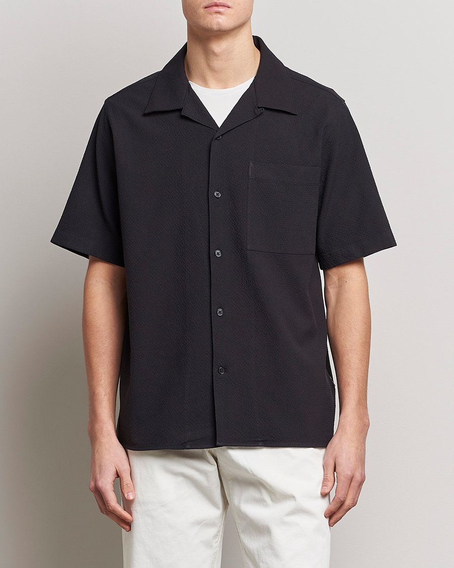 Herren | Kurzarmhemden | NN07 | Julio Seersucker Short Sleeve Shirt Black