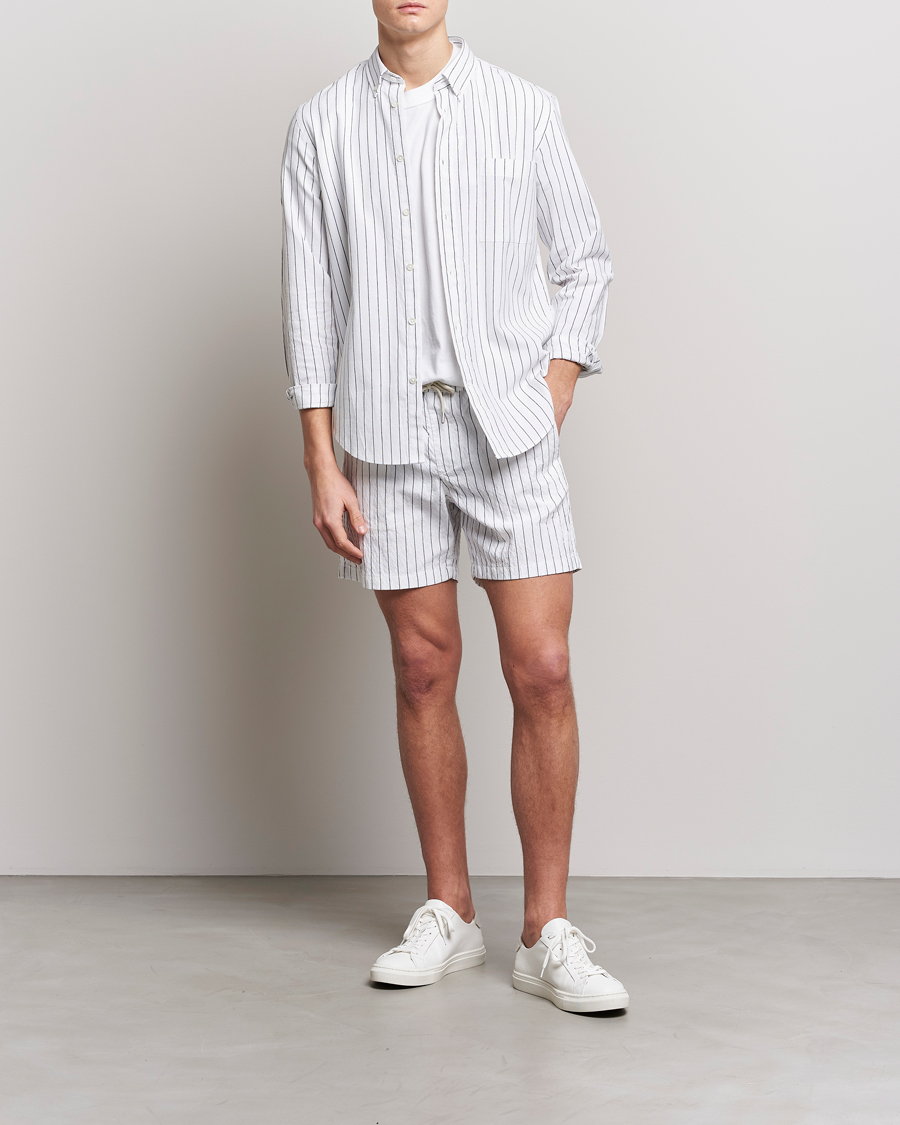 Herren | Shorts | NN07 | Gregor Creppe Drawstring Shorts Black/White
