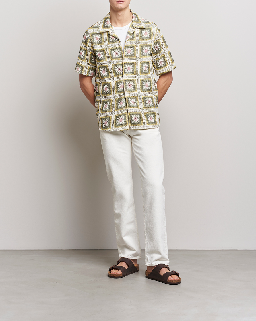 Herren | Hemden | NN07 | Julio Flower Short Sleeve Shirt Pale Green