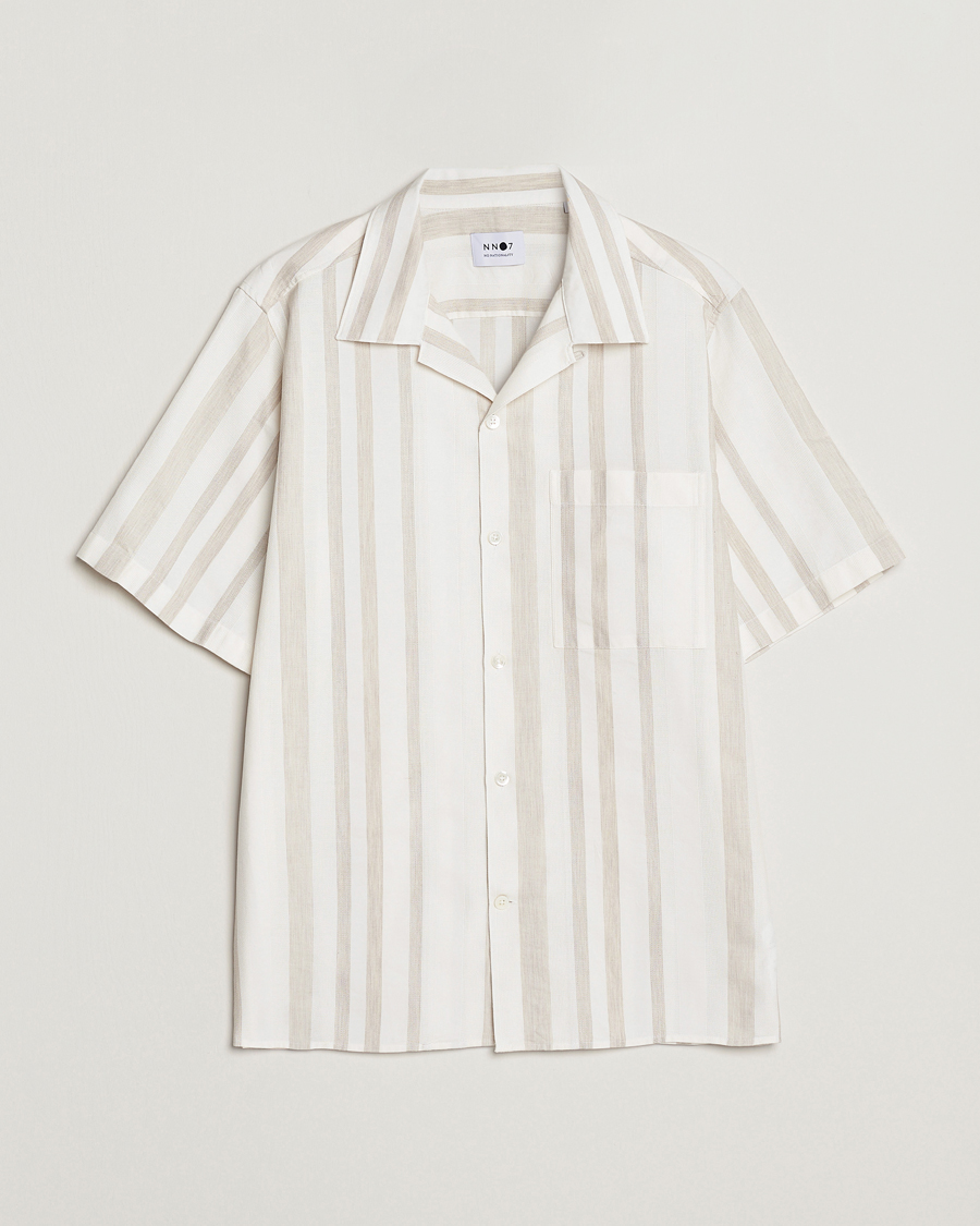 Herren | Hemden | NN07 | Julio Block Stripe Short Sleeve Shirt Khaki/White