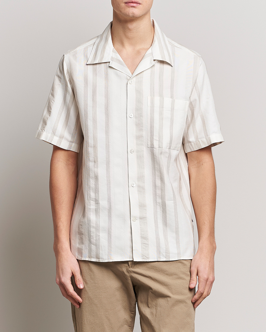 Herren |  | NN07 | Julio Block Stripe Short Sleeve Shirt Khaki/White