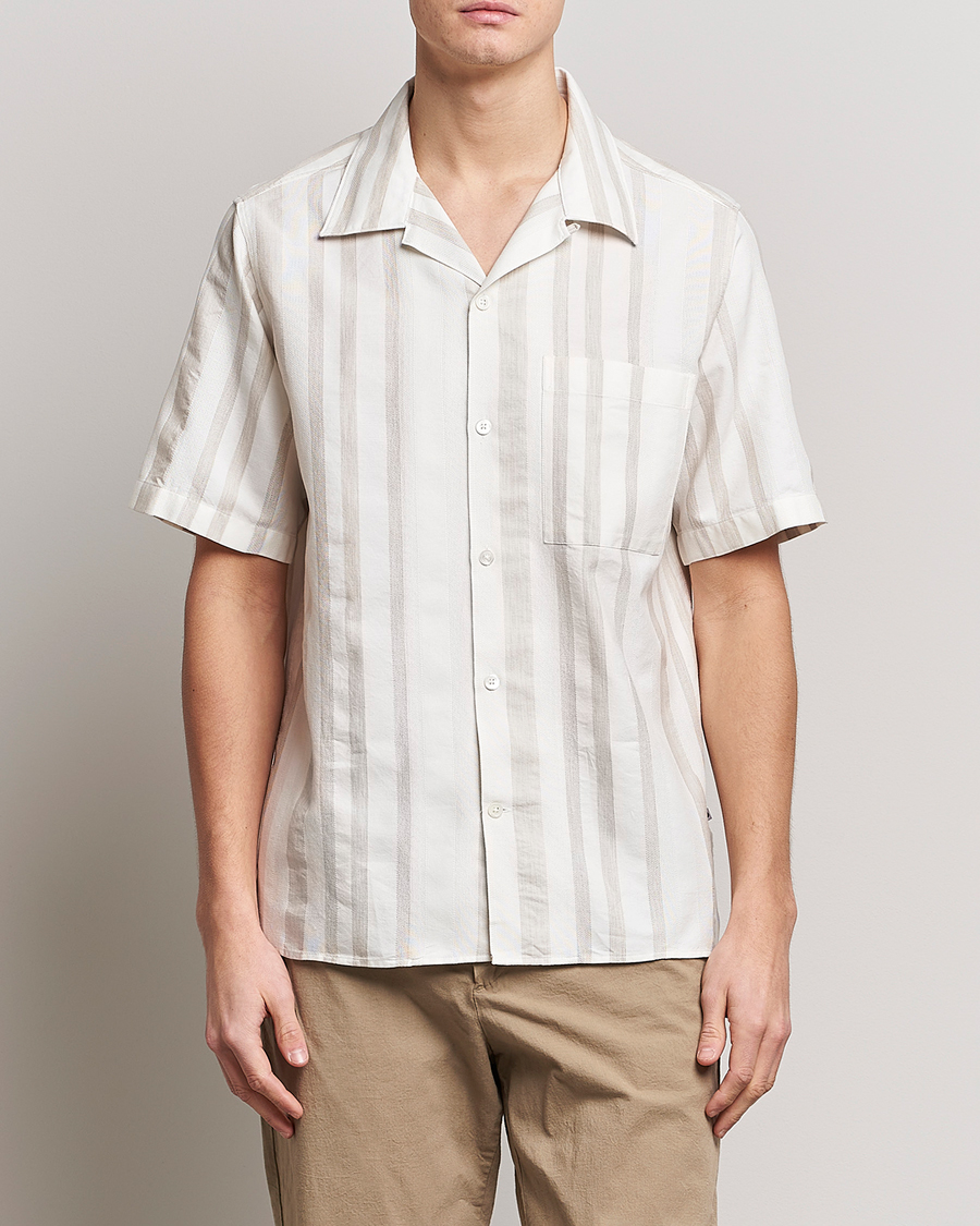 Herren | Hemden | NN07 | Julio Block Stripe Short Sleeve Shirt Khaki/White