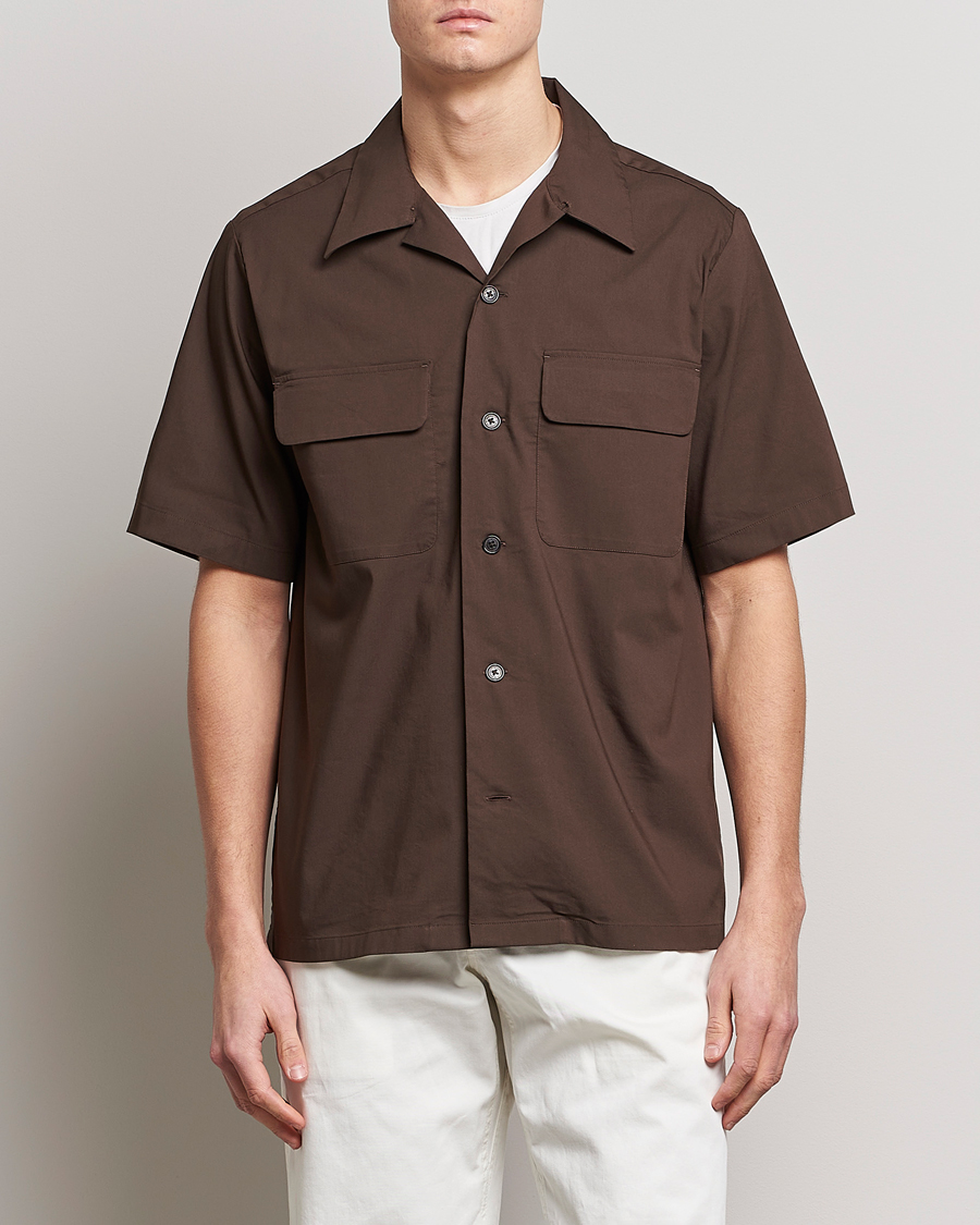 Herren | Kurzarmhemden | NN07 | Daniel Pocket Resort Collar Shirt Brown