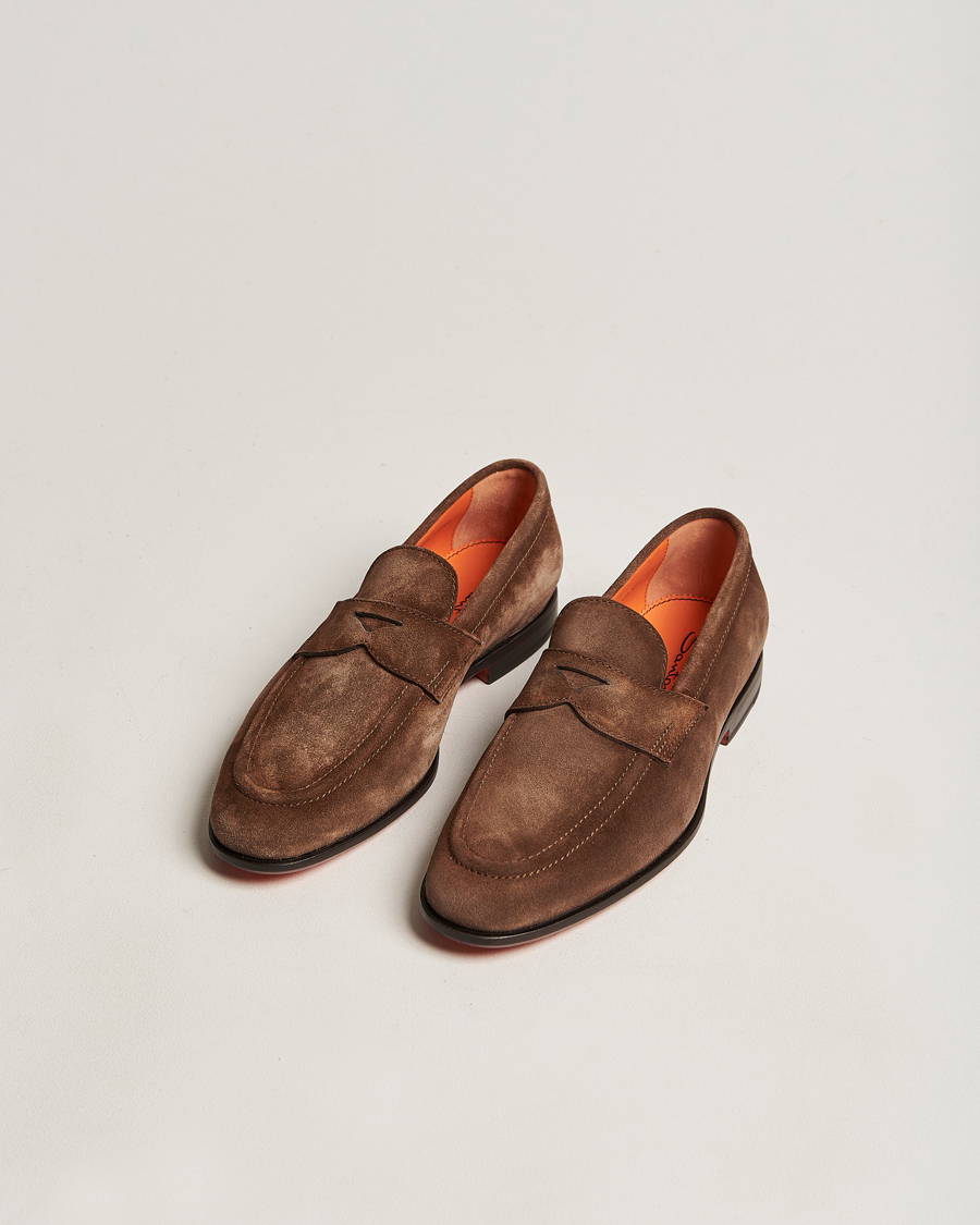 Santoni Penny Loafer Dark Brown Suede