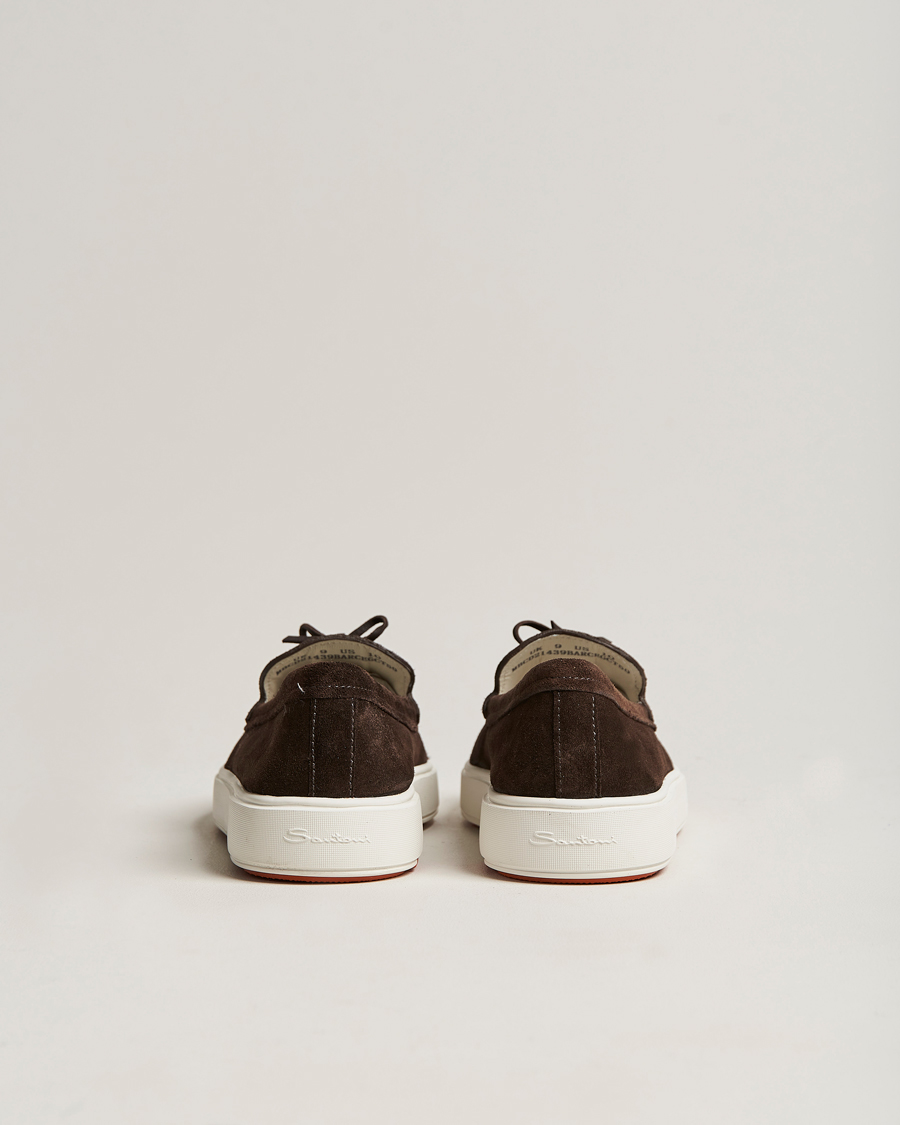 Herren | Santoni Lacetto Slip On Dark Brown Suede | Santoni | Lacetto Slip On Dark Brown Suede