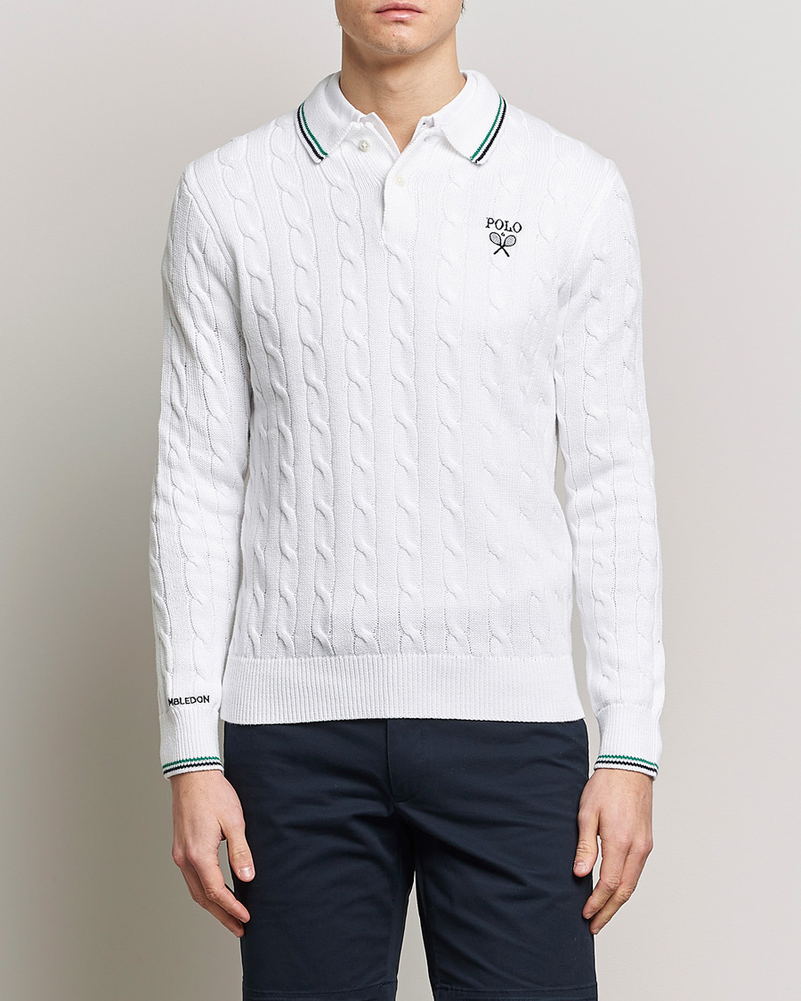 Herren |  | Polo Ralph Lauren | Cotton Cable Knitted Polo Ceramic White