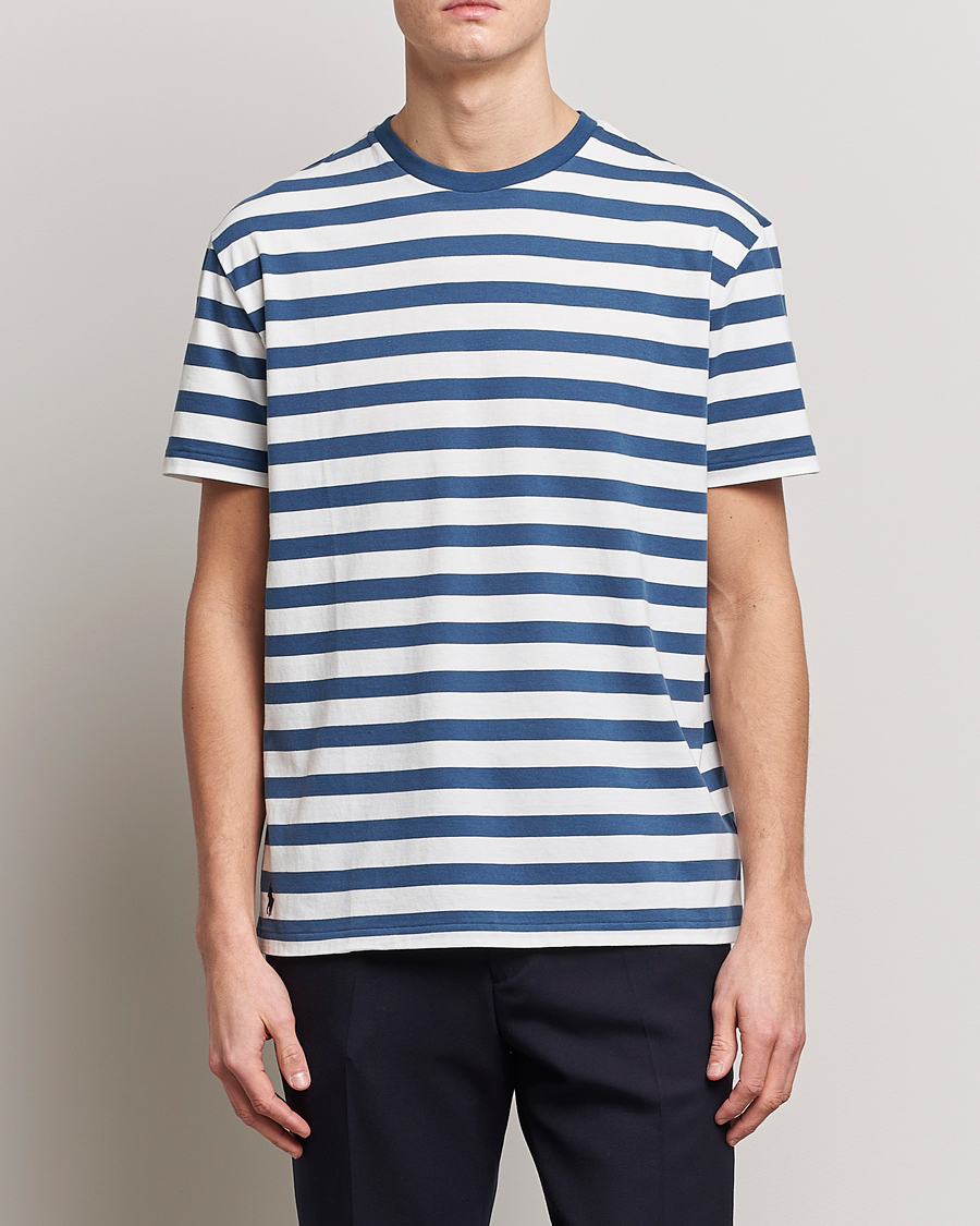 Herren |  | Polo Ralph Lauren | Brushed Spa Jersey Striped Crew Neck T-Shirt White/Blue