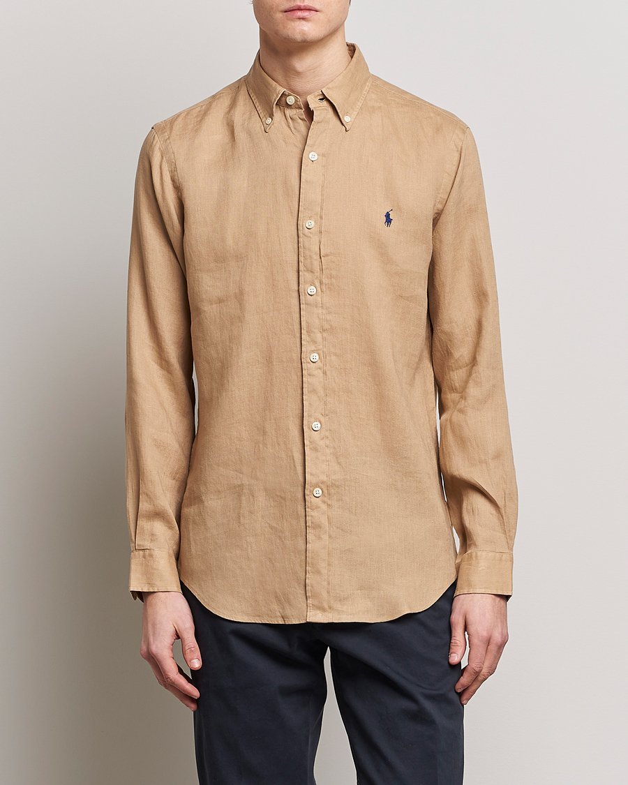 Herren |  | Polo Ralph Lauren | Custom Fit Linen Button Down Vintage Khaki