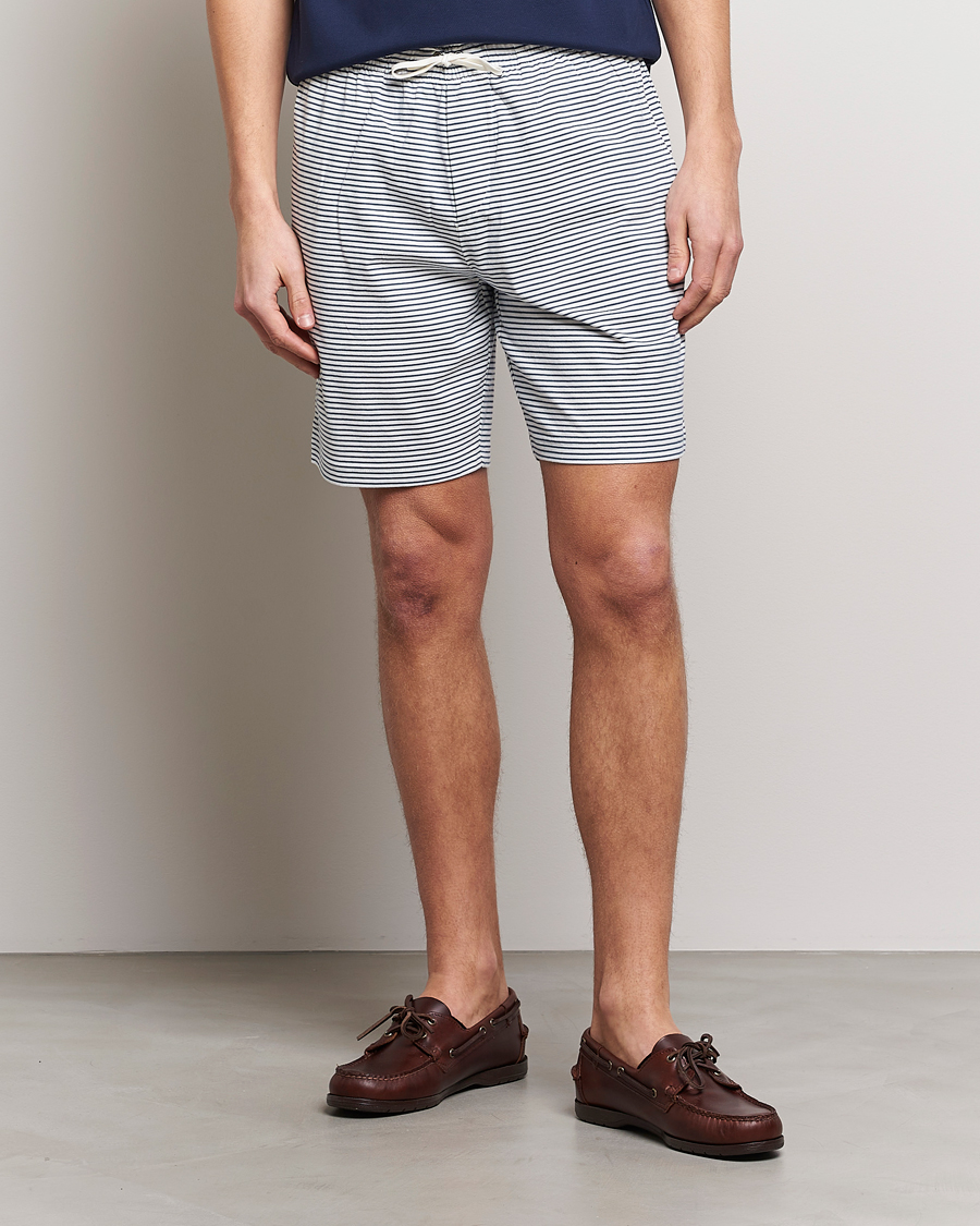 Herren |  | Polo Ralph Lauren | Brused Spa Jersey Striped Sweatshorts White/Blue