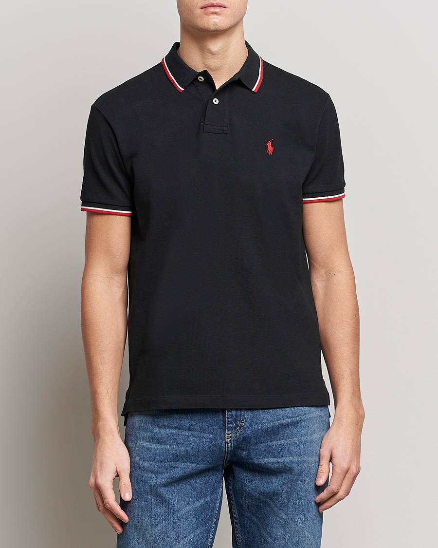 Herren |  | Polo Ralph Lauren | Custom Slim Fit Tipped Polo Black