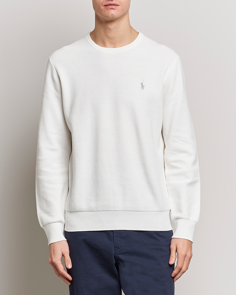 Herren | Strickpullover | Polo Ralph Lauren | Textured Crew Neck Sweater Deckwash White