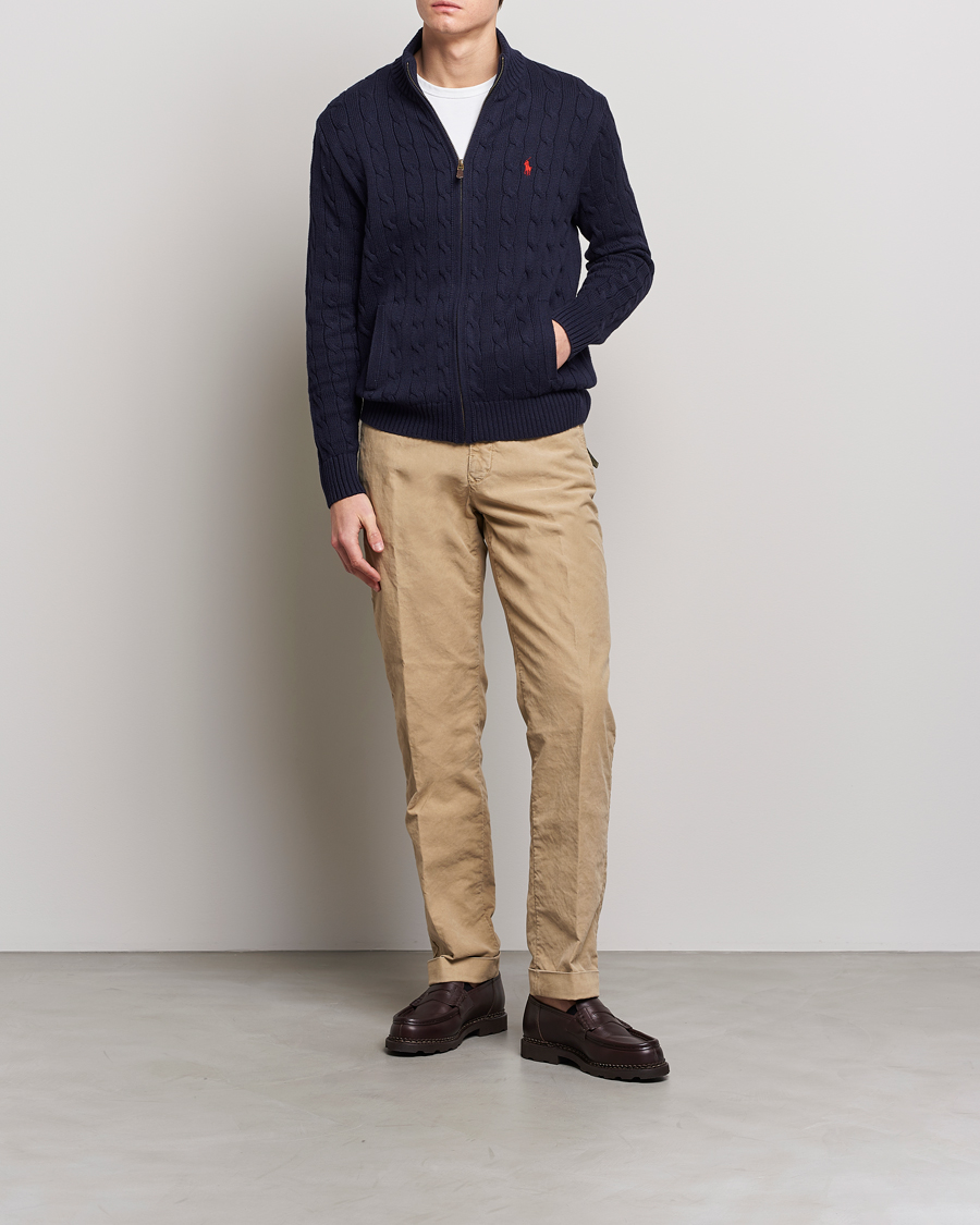 Herren | Pullover | Polo Ralph Lauren | Cable Knitted Full-Zip Hunter Navy