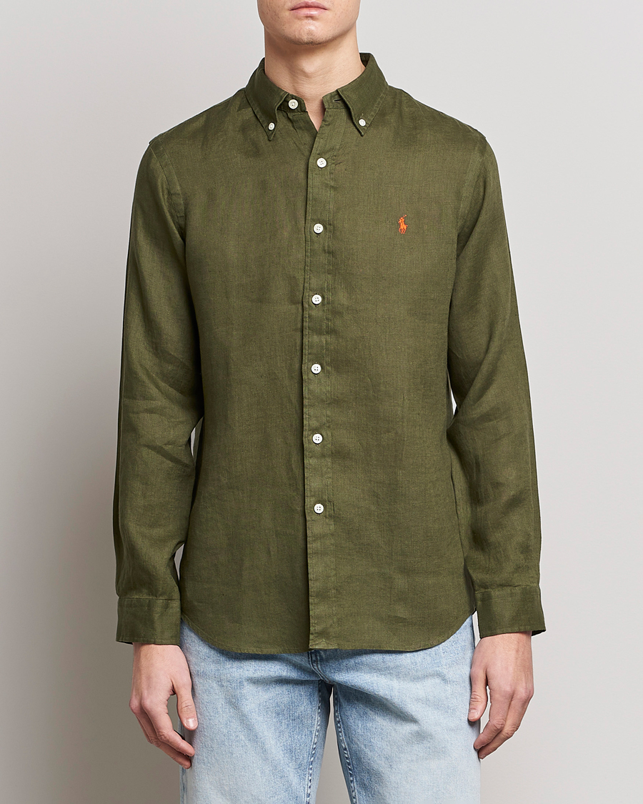 Herren | Hemden | Polo Ralph Lauren | Custom Fit Linen Button Down Dark Sage