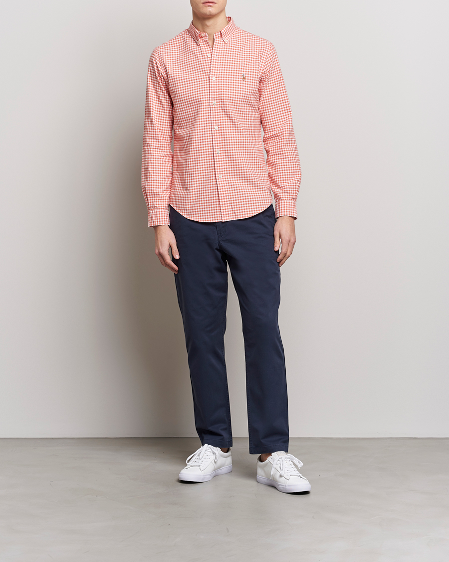 Herren | Hemden | Polo Ralph Lauren | Slim Fit Oxford Checked Shirt Orange/White