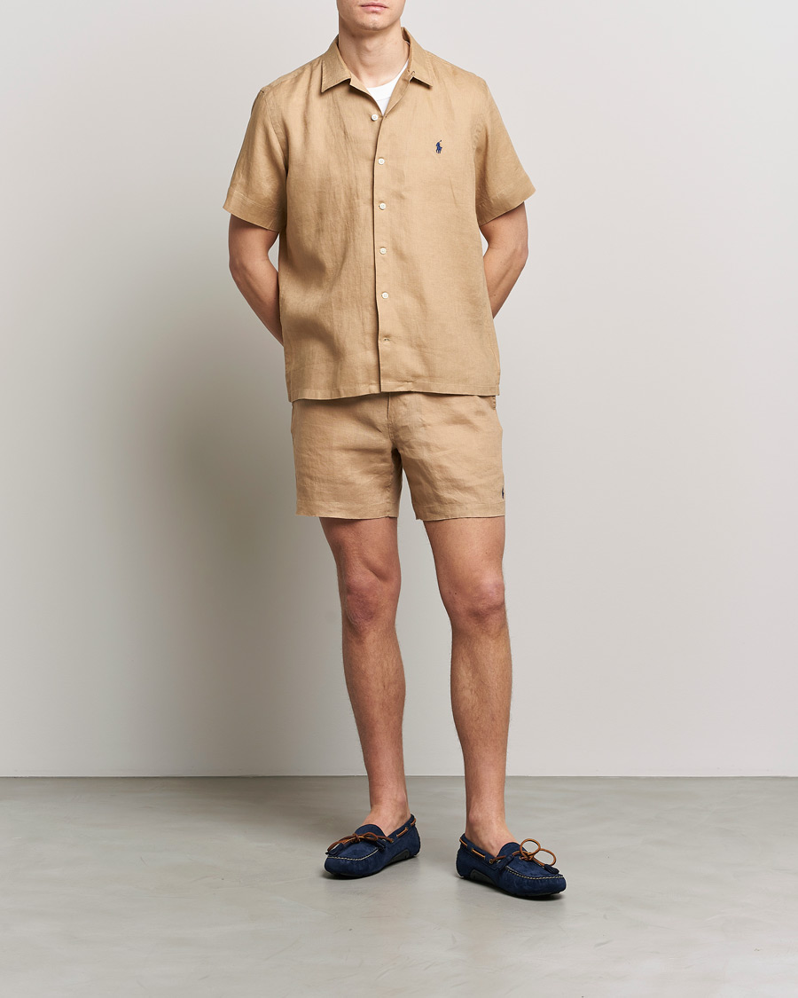 Herren | Hemden | Polo Ralph Lauren | Linen Camp Collar Short Sleeve Shirt Vintage Khaki