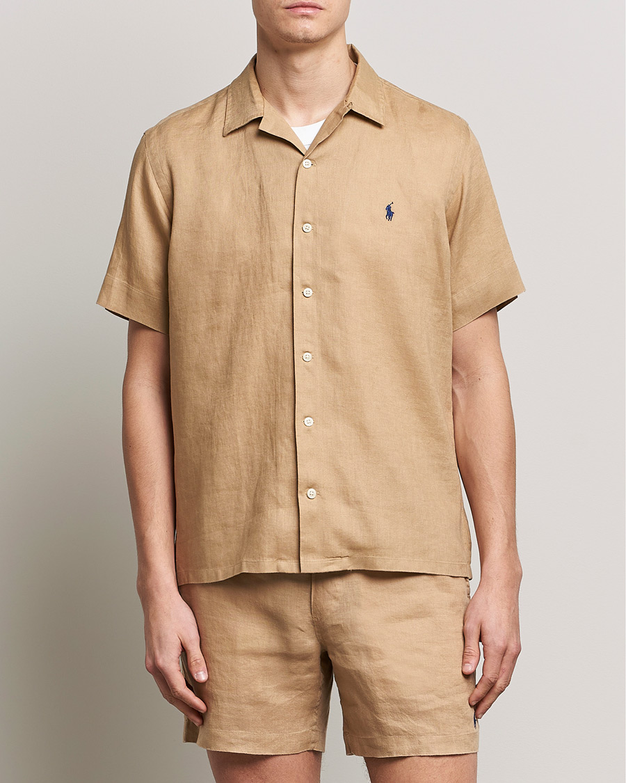Herren | Hemden | Polo Ralph Lauren | Linen Camp Collar Short Sleeve Shirt Vintage Khaki