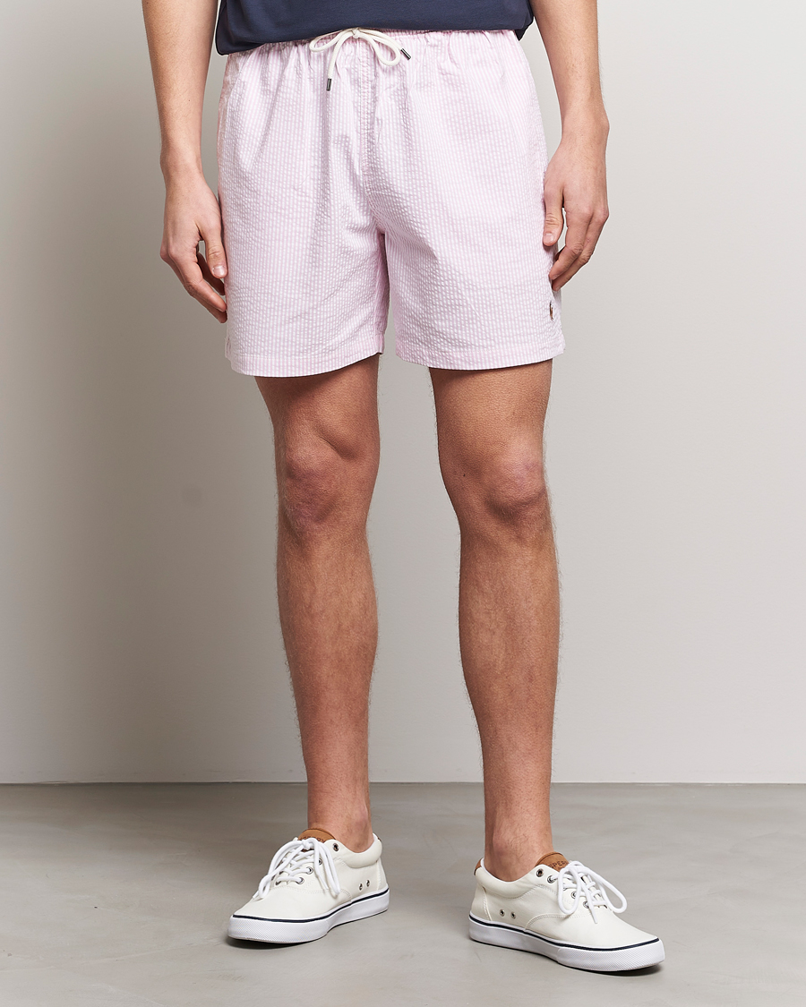Herren |  | Polo Ralph Lauren | Recyceled Traveler Boxer Seersucker Swimshorts Pink/White